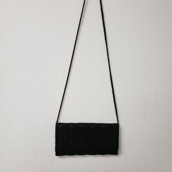 Vintage Fellini Carlo Fellini Black Beaded Evening Clutch Bag Art Deco See Notes - Picture 3 of 9